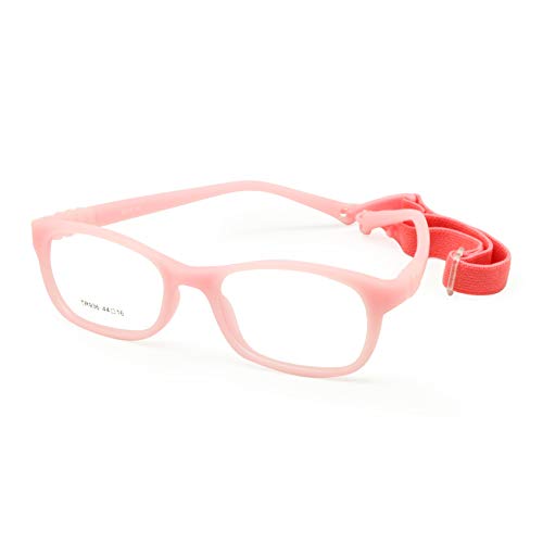 EnzoDate Flexible Lunettes de vue pour enfants taille 44/16 TR90 enfants Lunettes, sans vis, incassable Safe Light Boys Girls Optical Glasses (Rose)