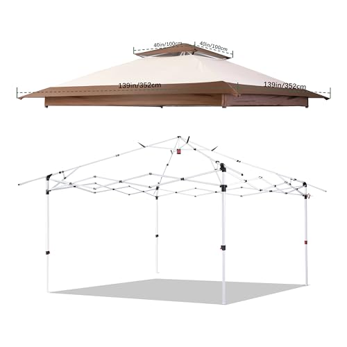 Canopy Replacement Cover Compatible with OUTFINE 12\'x12\', Compatible with HOTEEL 12\'x12\',Compatible with COBIZI 12x12, Compatible with SANOPY 12x12FT Gazebo, Canopy Cover ONLY,(Beige/Brown)
