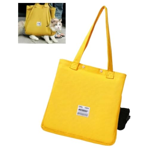GYWHOOFT Con ventana de observación, bolsa transportín para gatos, color amarillo, bolsa portátil de tela para perros de talla pequeña, bolsa de hombro plegable, (36 x 36 x 16 cm)