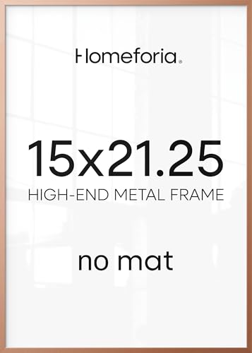 Image of Homeforia 15x21.25 Rose Gold Puzzle Frame, High End Metal 15 x 21.25 Picture Frames without Mat, 21.25x15 Thin Poster Frames for Wall, 15by21.25 Puzzle Photo Frames, Tempered Glass, Wall Kit, Set of 1