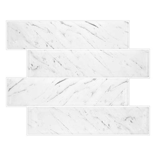Vamos Tile Peel and Stick Backspalsh, Kitchen Backsplash Stick on Wall Sticker, Self Adhesive Vinyl Tile Matt Marble Look(10 Sheets, Thicker)