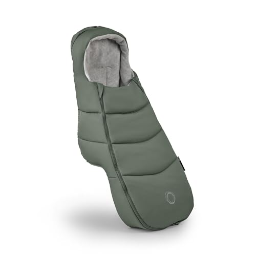 Image of Bugaboo All-Season Footmuff - Weatherproof, Breathable & Water-Repellent Toddler Footmuff with Removable Insert, Reflective Details, Two-Way Zipper, Fits All Bugaboo Strollers - Forest Green | Soft fleece lining, breathable materials, weatherproof protection, two-way zipper, reflective details, Forest Green