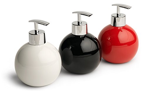 Soap Dispenser Made of Ceramic with a Glossy Finish - Perfect for The Bathroom or Kitchen (Red)