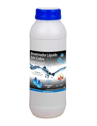 INVERNADOR LÍQUIDO SIN Cobre 1 LITRO para Piscinas de Obra, Poliester/Liner y Salinas - Desinfectante y Algicida para el Tratamiento de Piscinas en Invierno
