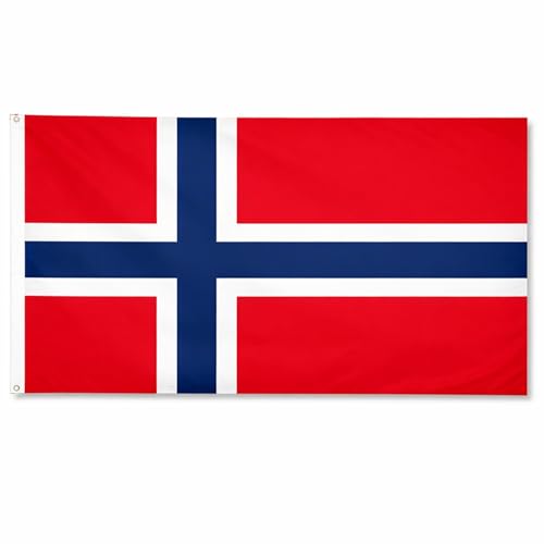 Norway Flag 5ft x 3ft with Brass Eyelets Polyester Norwegian Flag Banner for Constitution Day Displays National Celebrations Home & Garden Display