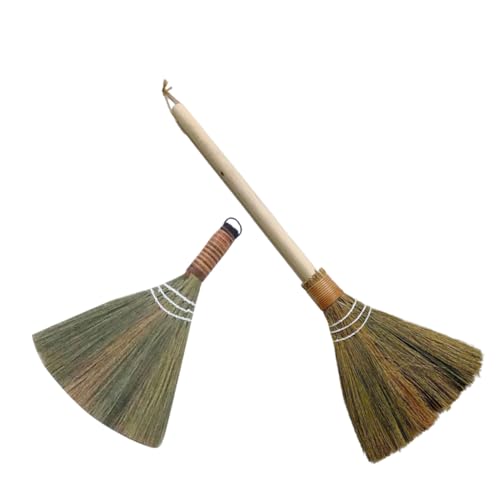 Alipis 2 Pezzi Di Scopa in Paglia Di Riso Naturale Per La Pulizia Scopa Asiatica Fatta A Mano Spazzola Antipolvere Da Tavolo Multifunzionale Con Manico Corto Per La Casa