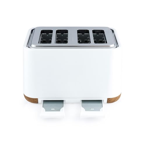 Salter EK5823WHT Toronto 4-Slice Toaster – Wide Slots, 6 Browning Levels, Removable Crumb Tray, Defrost, Reheat, Cancel, Self-Centring Function, High-Lift Eject, 1630 W, Wood Effect, Matt White - Image 7
