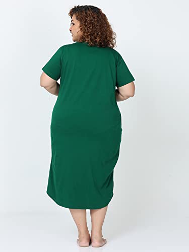Image of 9shines Label Stylish Plus Size Hosiery Cotton Short Nighty for Women | Knee Length Night Dress with Pocket | Graphic Print Nightwear for Daily and Lounge Wear (9S-WP-Polo)