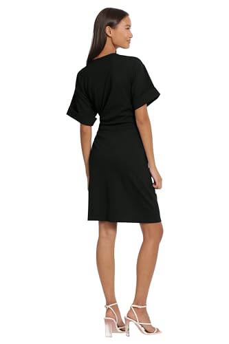 Donna Morgan Women's Sleek and Sophisticated Side Ruched Ad Tie Detail Dress Workwear Event Occasion Guest of3