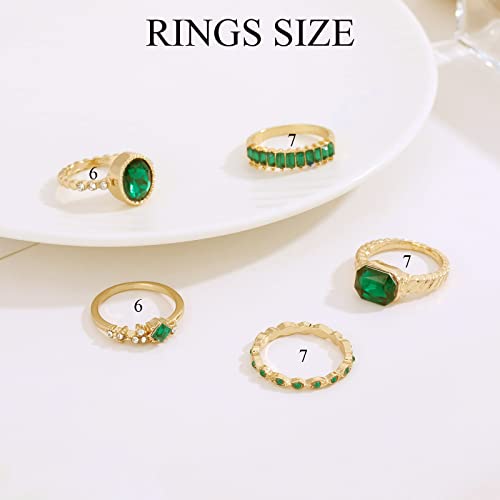 Yonikyu 5 Pcs Gold Knuckle Rings For Women Set, Boho Stackable Ring For Women Girls, Crystal Hollow Carved Midi Stacking Gold Rings Pack #TOP5
