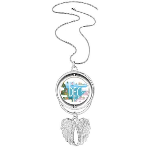 Pendentif rotatif ailes d'ange anti-stress pierre de décembre bleue