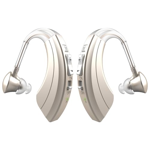 HIBRIQ Wiederaufladbare Soundgerät für Senioren mit Geräuschunterdrückung & einstellbarer Lautstärke, BTE-Komfortdesign