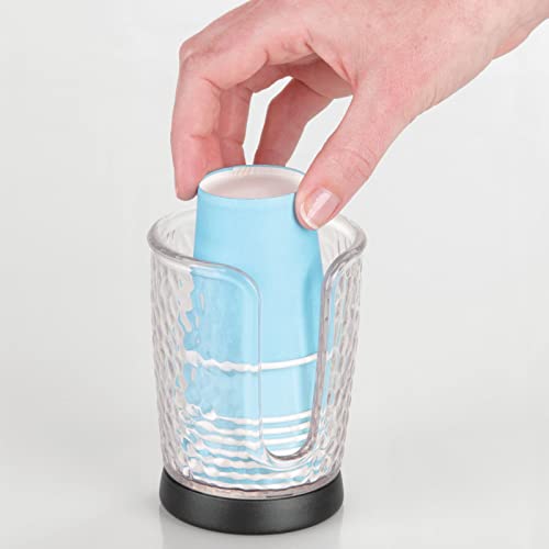 Mdesign Plastic/Steel Compact Small Disposable Paper Cup Dispenser Storage Holder For Rinsing Cups On Bathroom Vanity Countertops - Rain Collection - Clear/Black #TOP5