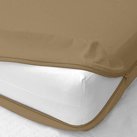 Twin Size Zipper Fitted Sheet 8 Inch Deep Pocket - 1 Piece Zipper Fitted Sheet Only - 1000 Series Microfiber Zipper Fitted Sheet - Hotel Quality Brushed Microfiber Bottom Sheet, Taupe Cover