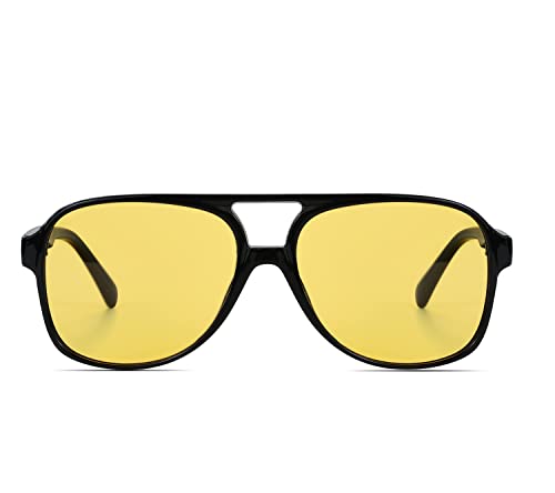 Image of Freckles Mark Vintage Retro 70s Sunglasses for Women Men Classic Large Square Aviator Trendy Glasses