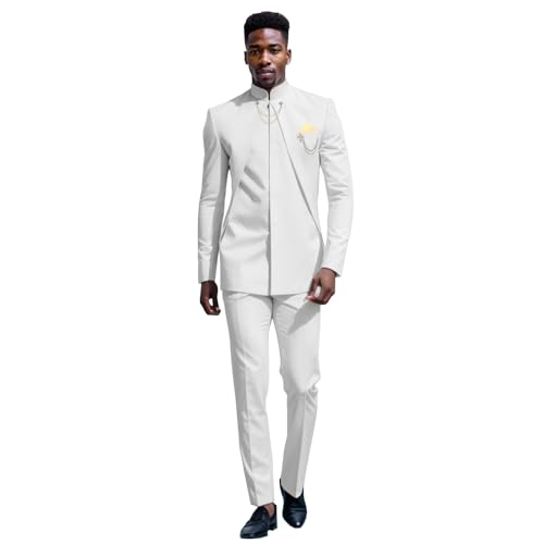 African Clothes for Men Regular Fit Casual Lightweight Blazer and Pants 2 Piece Linen Suits Set