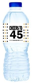 45th Birthday/Anniversary Party Decoration Water Bottle Labels -15pk