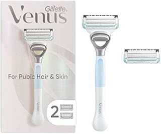 Gillette Venus Intimate Grooming Razors for Women, 1 Venus Razor Bikini Trimmer, 2 Razor Blade Refills, Pink