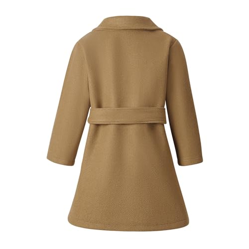 Girls Dress Coat Lapel Wool Blend Long Winter Jackets With Pockets Belt Girls Winter Dress Coat for 2-6 Years3