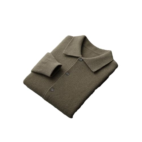 Men's Fall Winter Merino Wool Cardigan – Single Breasted Soft Knit Sweater with Turndown Collar