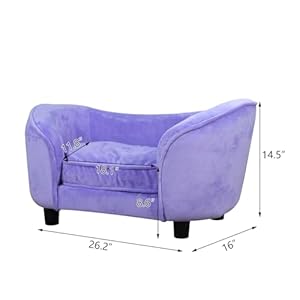 Getifun-Pet-Bed-Sofa-Velvet-Couch-with-removeable-washable-Cushion-for-Small-Dog-Cat-Purple - Cucciolini Doodles   Getifun-Pet-Bed-Sofa-Velvet-Couch-with-removeable-washable-Cushion-for-Small-Dog-Cat-Purple