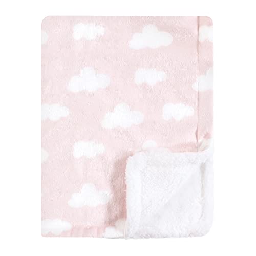 Image of Hudson Baby Unisex Baby Plush Mink and Sherpa Blanket, Girl Farm Animals, One Size