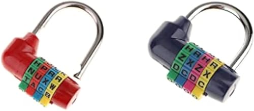 Lot de 2 cadenas à combinaison, 4 lettres réinitialisables, pour casier d'école, casier de sport
