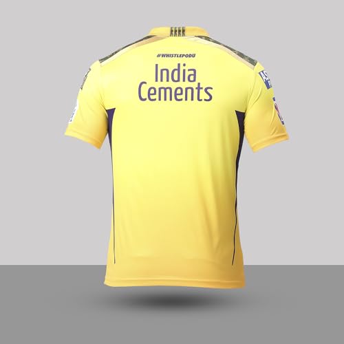 Image of playR x Chennai Super Kings Match Jersey IPL 2023 - Kid's Plain Cricket Jersey - Lightweight, Breathable Sportswear Csk T-Shirt for Training, Practice, Outdoor & Match Day Comfortable for All Season