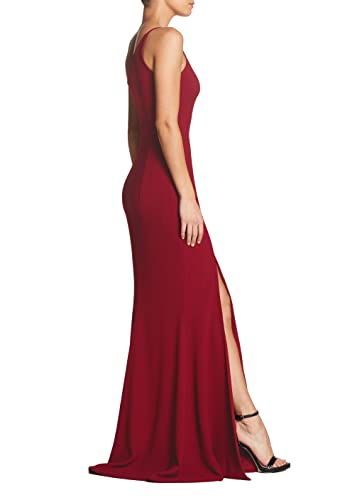 Image of Dress the Population Womens Amy Asymmetrical Neckline Sleeveless High Slit Maxi Dress
