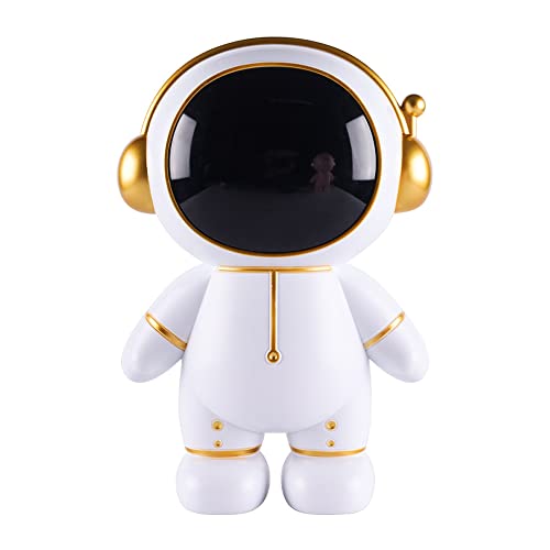 Jaugufiy Astronaut Piggy Bank Coin Bank?Cute Spaceman Money Box Astronaut Figurine Decor Desktop Sculpture Statue Ornament Funny Astronaut Decorations for Kids, Boys, Girls(Gold)