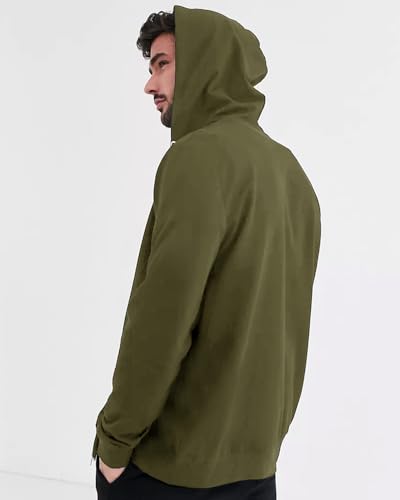 Image of EYEBOGLER Mens Hooded Neck Full Sleeves Regular Fit Solid Jacket