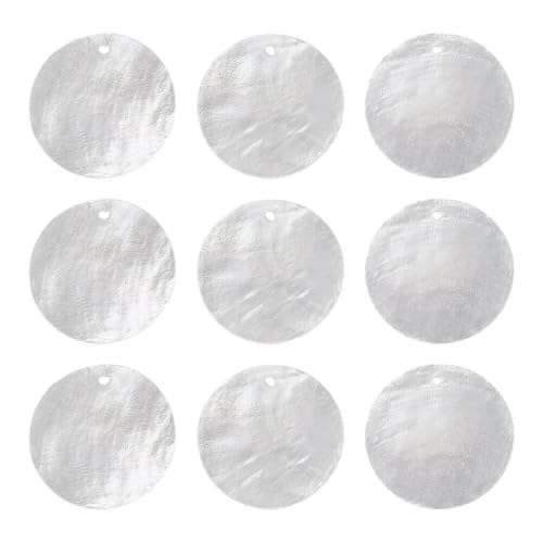 HOBBIESAY 50Pcs Shell Flat Round Charms Bulk 25mm Colorful Capiz Shell Charms Seashell Ocean Pendants Shells Charm AB Color for Earring Jewelry Making Hole:1-1.5mm