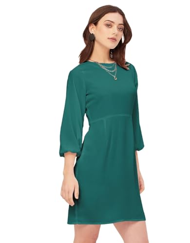 Boat Neck Bodycon Solid Georgette Dress - Women's Stylish Bodycon Dress