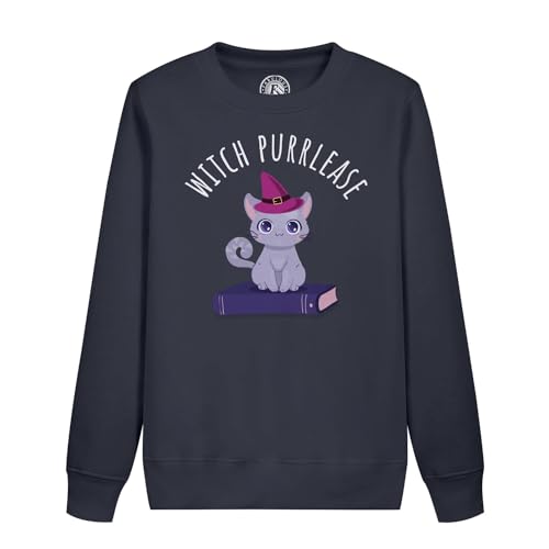 Sweatshirt enfant sorcière et chat ronron d'Halloween en coton doux