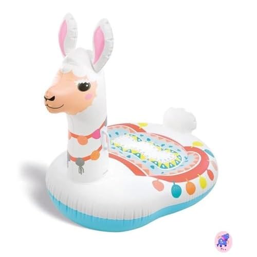Image of Ride-On Air Inflatable Swimming Pool Float| Children Safety Rider Tube for Water Fun |Floater Raft Lounger Mattress Ring for Kids & Adults with Handles (Age 3+) (Llama)