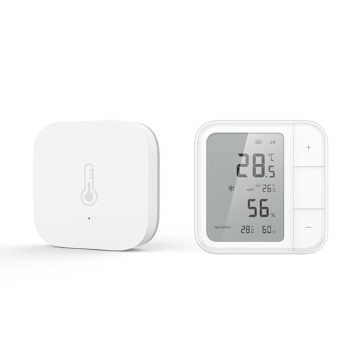 Aqara Thread/Zigbee Smart Climate Sensor W100 with Aqara Temperature Humidity Sensor, Remote HVAC Control, 3 Customizable Buttons,Works with Apple Homekit, Alexa, Google