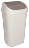 Couleur: Ivoire/Marron CURVER  Poubelle Mistral 50L couvercle swing, Ivoire/Marron, , 38,8x30,3x69 cm
