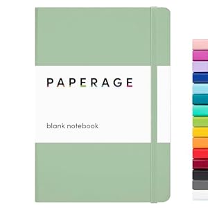 PAPERAGE Blank Journal Notebook, (Sage Green), 160 Pages, Medium 5.7 inches x 8 inches – 100 GSM Thick Paper, Hardcover