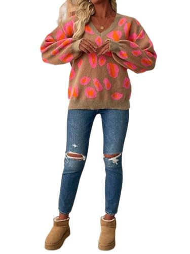 METOES Women's 2025 Fall Casual Sweater Pullover Loose Asymmetrical Round Neck Knit Sweater