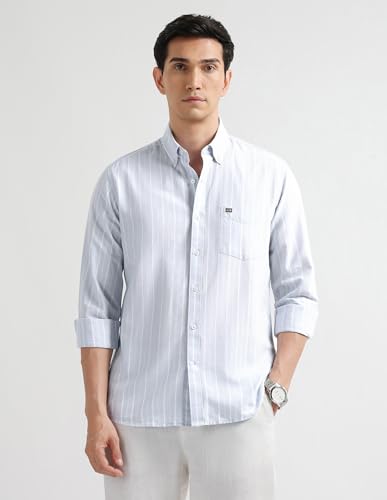 Image of Arrow Striped Slim Fit Mens Casual Shirts - 100% Cotton, Breathable & Comfortable, Full Sleeves Shirts for Men