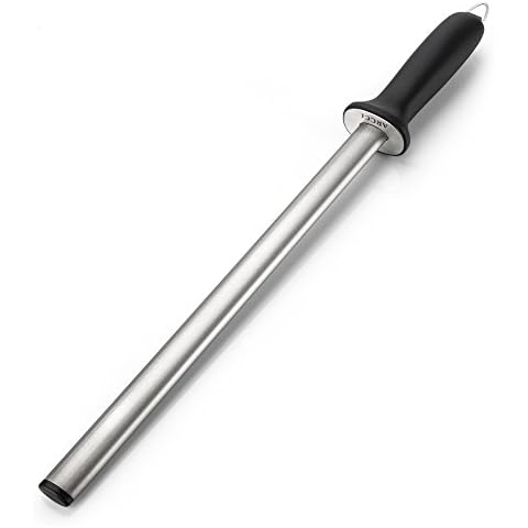 ARCCI Diamond Knife Sharpening Steel Rod 12 Inch, Professional Kitchen Diamond Knife Blade Sharpener Rod Stick, Knife Honer Steel for Honing Knife Blades, Chef Knives and Shears Cover