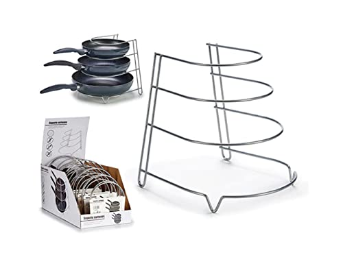 DKD Home Decor Organizador de Sartenes Acero Inoxidable Plateado (27 x 24,5 x 24 cm)