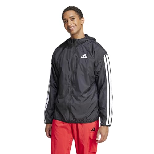 adidas Men's Essentials 3-Stripes Sportswear Windbreaker, Black