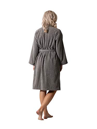 Image of Luxurious Turkish Terry Kimono Collar Super-Soft Terry Absorbent Bathrobes for Women