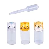 BEAHING Mini botella de condimento de dibujos animados con cuentagotas, recipiente de plástico para exprimidora de condimentos