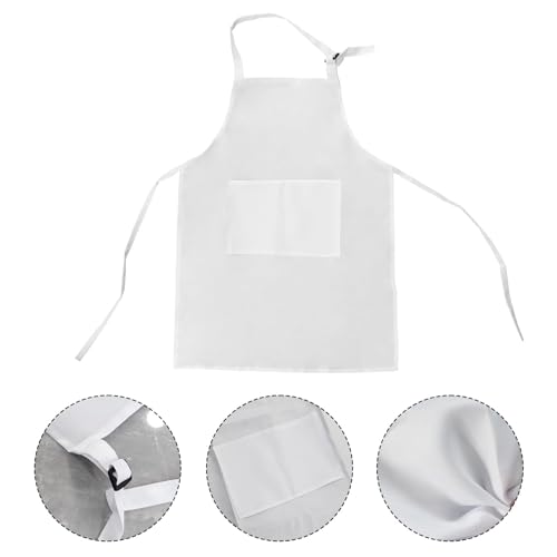 2 Pcs Kids Apron for Cooking Age 3-6, Adjustable Children Aprons with 2 Large Pockets, Convenient Child Artist Aprons for Boy Girl Painting,Toddler Chef Bib Apron for Kitchen Crafting Baking?White? - Image 3