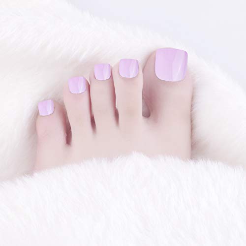SIUSIO 96Pcs Colorful Fake Toe Nails Full Cover UV Top Coat Covered False Gel Nails Foot Art Tips Sets (Mint Green Pink Purple Series)