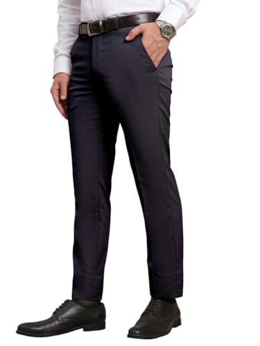 Image of SaintX Men's Premium Stretchable Formal Trouser with Techno Flex Waistband | Slim Fit Pants | Italian Design | Office Wear /Executive Wear