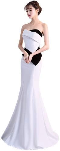 Amazon Co Jp 白いイブニングドレススカート宴会ハイエンドな雰囲気エレガントなチューブトップフィッシュテールロング女性 服 ファッション小物