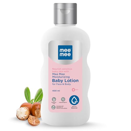 Image of Mee Mee Moisturizing Baby Lotion for Face & Body, Shea, Cocoa Butter & Almond Oil, 24 Hrs Moisturization (400ML)